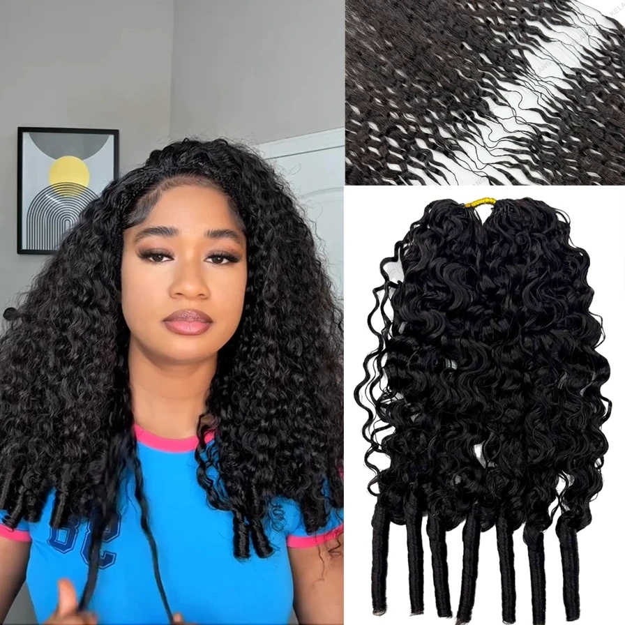 

Необработанные натуральные бирманские кудрявые волосы Pix Curls Feather Crochet с эффектом водной волны и спиральными концами, двойная прядь
