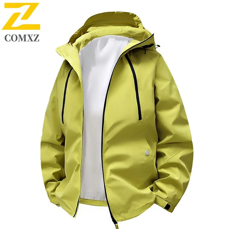 

COMXZ Hooded Jacket Mountain System Waterproof Windproof Outdoor Adventure Cycling Climbing Jackets New Outerwear Men Clothing