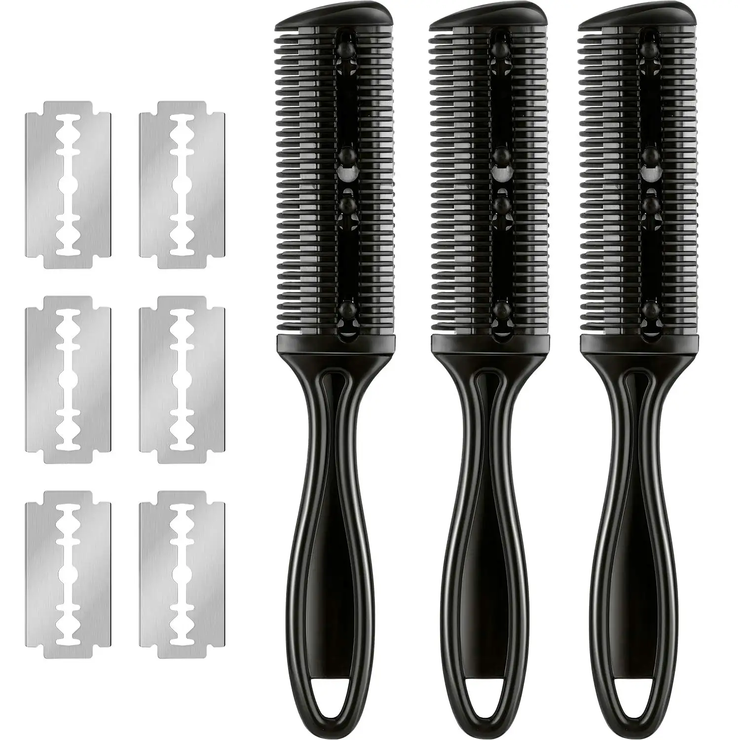 

Barbershop Hair Cutting Comb Hair Brushes with Razor Blades Hair Trimmer Cutting Thinning Tool Professional Styling Barber Cut