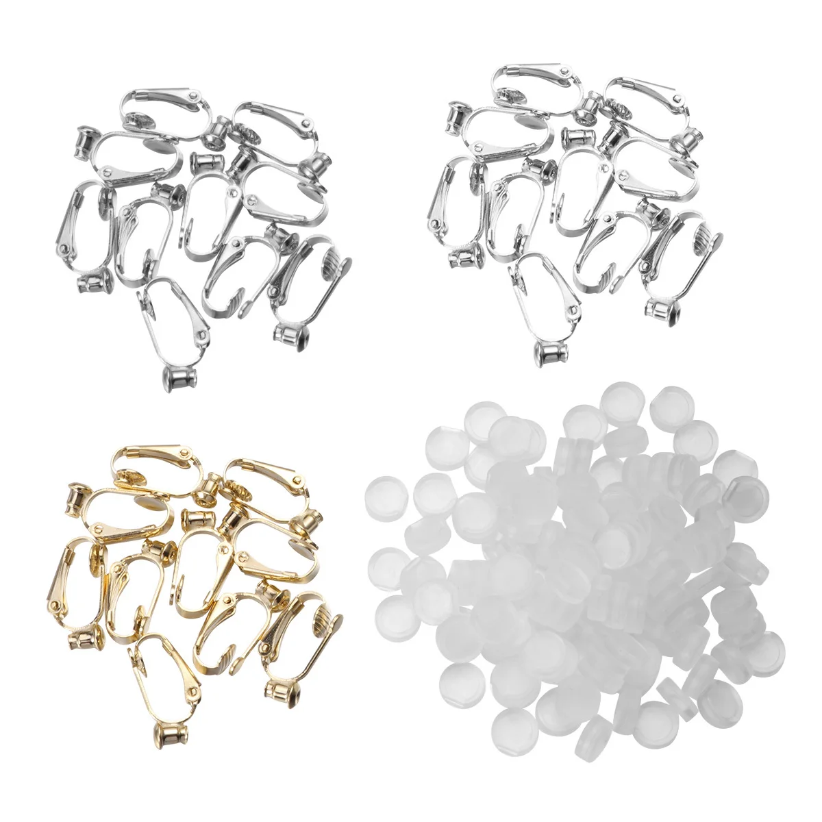1Set Ear Clips Set Lightweight Copper Metal Non Piercing Earrings Portable Studs Clip Converters DIY Jewelry Tools Golden Silver