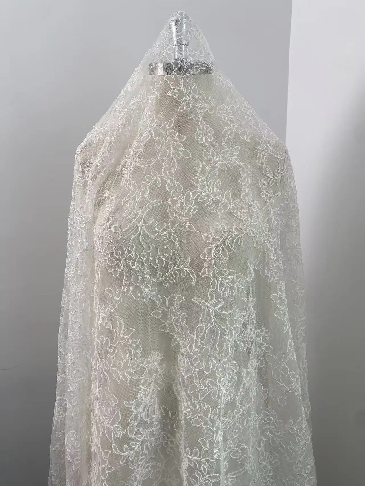 

Ivory Corded Floral Alencon Lace Fabric by The Yard for Bridal Gown, Wedding Dress, DIY Sewing, Bridal Lace with Salloped Edge