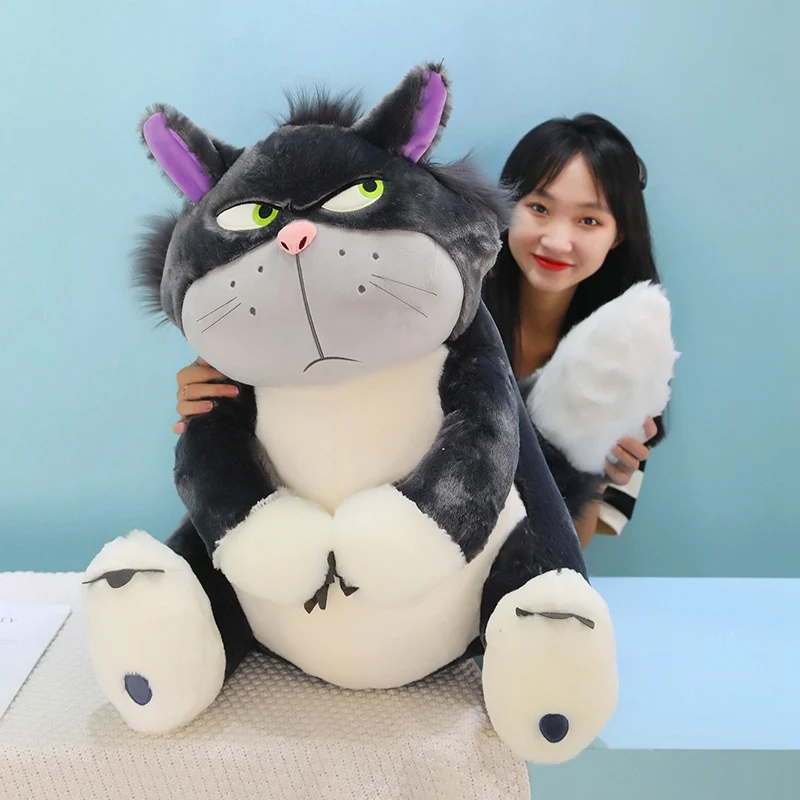 30~80cm Angry Sitting Grey Cat Doll Plush Toy Anime Cartoon Animal Plushie Peluche Stuffed Figure Gift