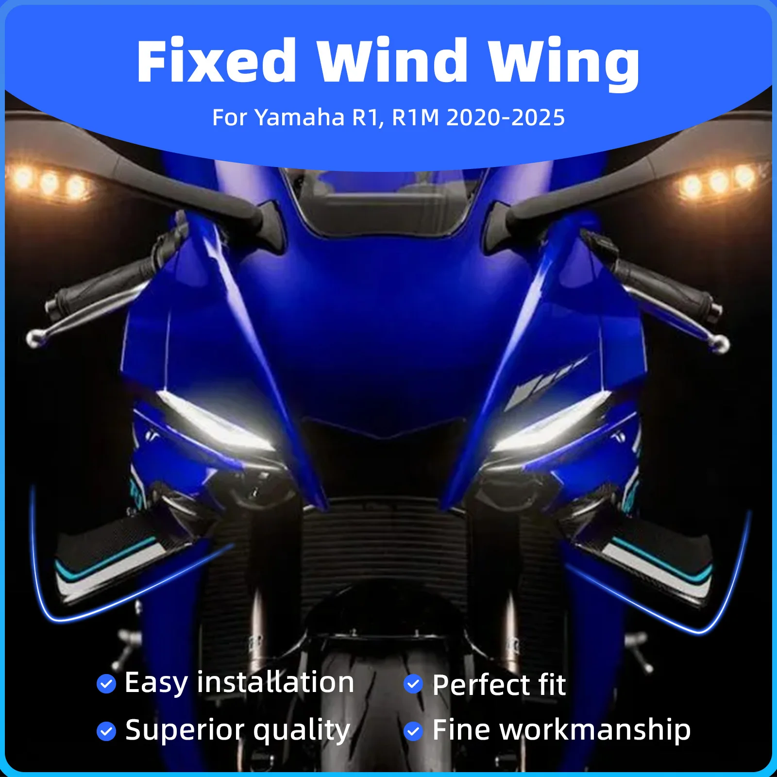 

New Motorcycle Fairing Fixed Wing for Yamaha YZF R1 R1M 2020-2025 YZF-R1 2020 2021 2022 2023 2024 2025 Aerodynamic Spoiler