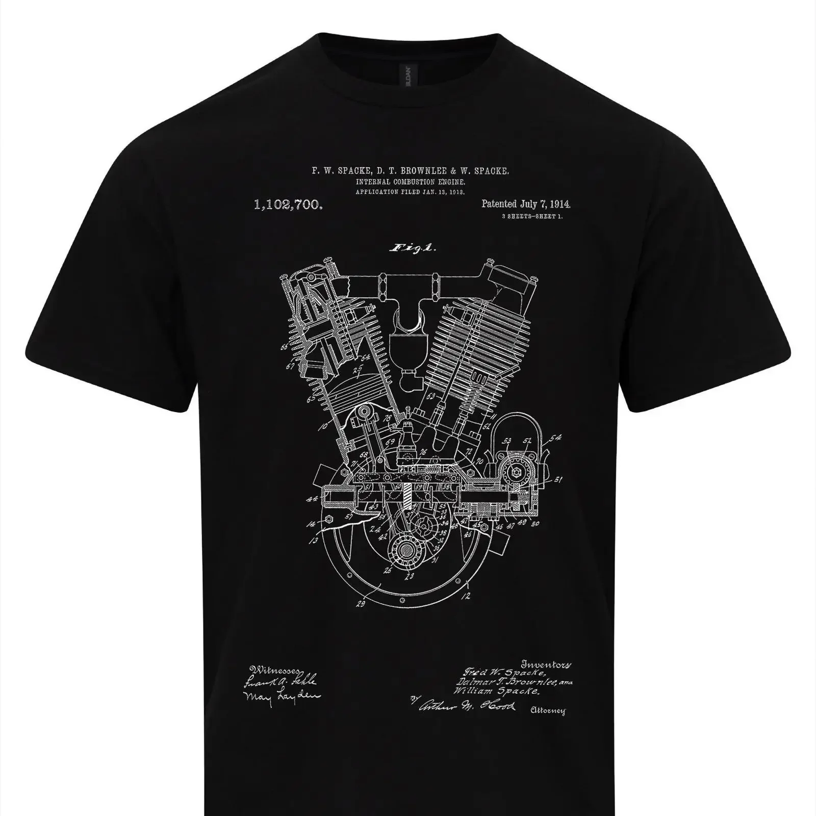Motorcycle Internal Combustion Engine Patent T Shirt Vintage Motorbike BlueprinT vintage Washed Casual fashion Stretched Soft