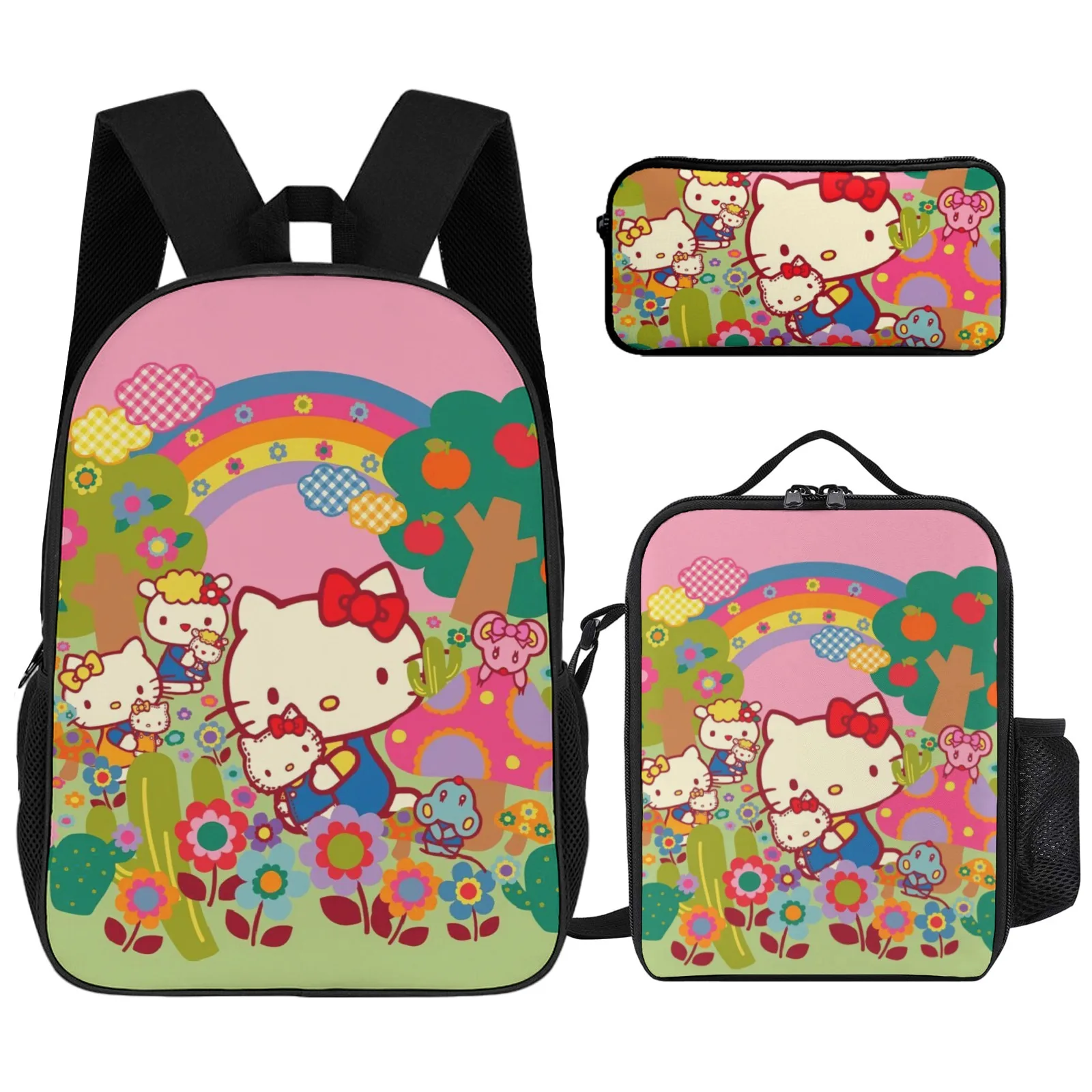 

Hello Kitty Mochilas De Hombre Printed Book Bag Cute School Supplies 17 Inch Pencil Case School Backpack Lunch Bag