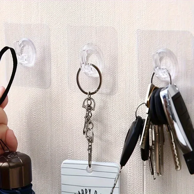 1/50Pcs Self-adhesive Hook Transparent Door Wall Hanger Hook Child Heavy Load Rack Kitchen Bathroom Towel Key Rack Sticky Hooks