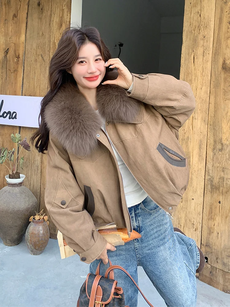 Casual of dames donsjas met warme imitatiebontkraag, slankende, veelzijdige winterjas, modieus, nieuw model 2025