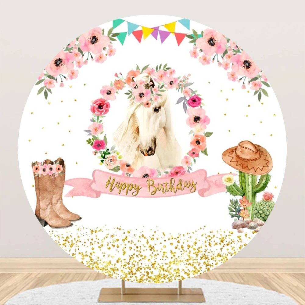 Jungle Safari Wild One Round Backdrop Cover Jungle Animals Baby Shower Birthday Party Circle Photography Background Photo Props