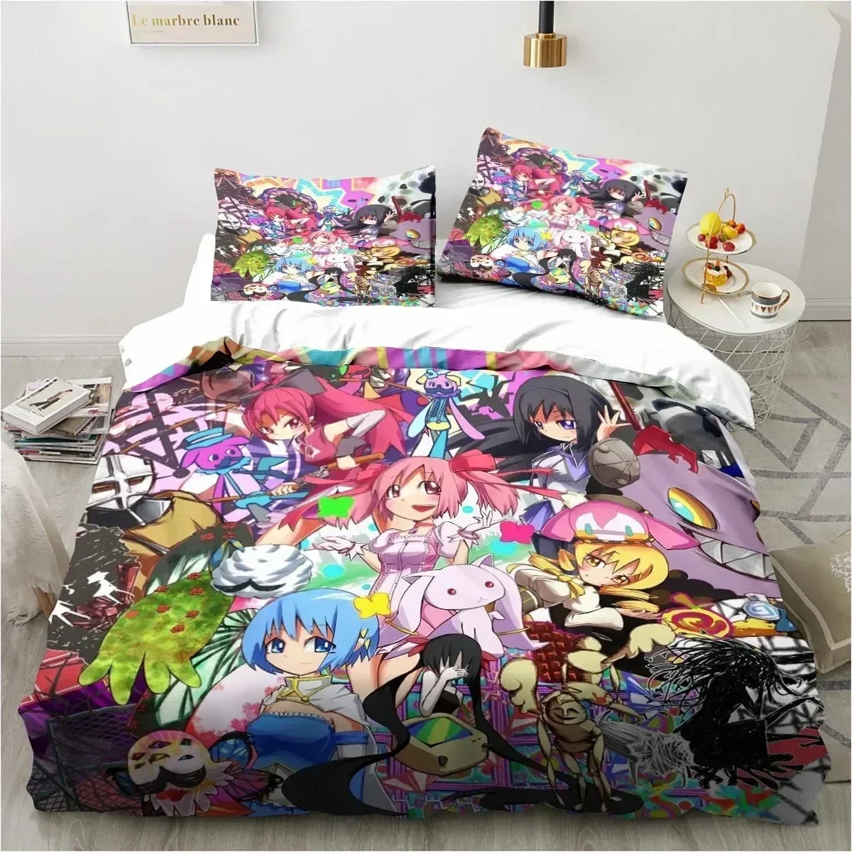 

Puella Magi Madoka Magica Bedding Set Duvet Cover Sheet Printed Bed Set Pillowcase Bed Full Queen King Size Comforter Bedroom