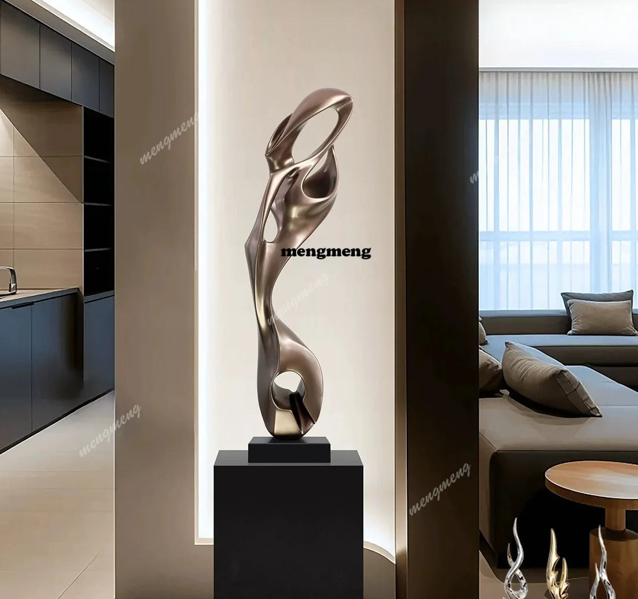 Italian minimalist light luxury high-end thin high sculpture large floor ornament hotel entrance living room decorative artwork
