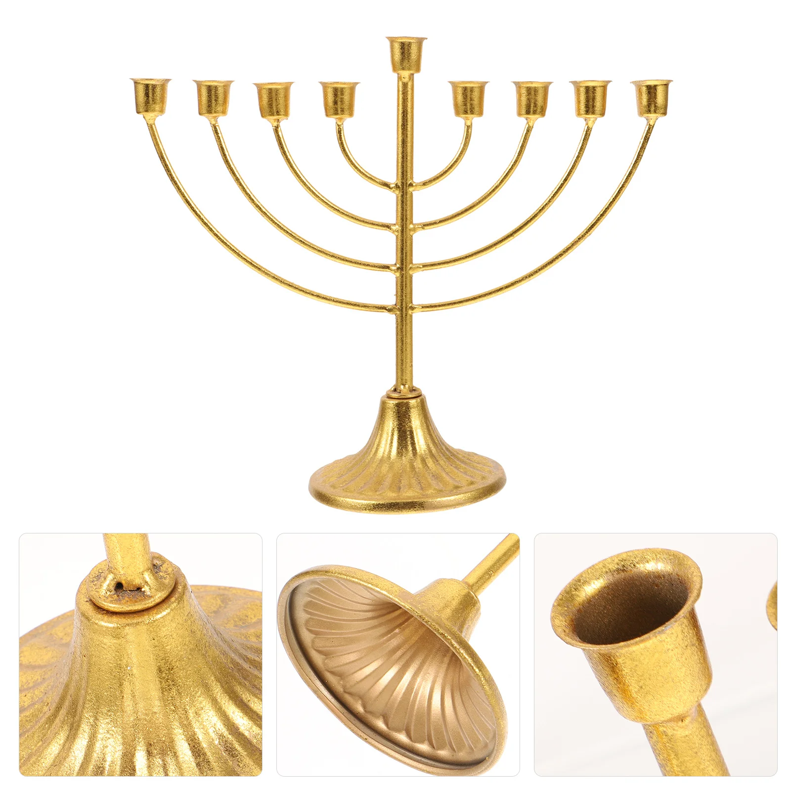 

Jewish Holder 9-Arm Metal Candlestick Vintage Style Hanukkah Tabletop Decor Festival Ornament Desktop Ornaments