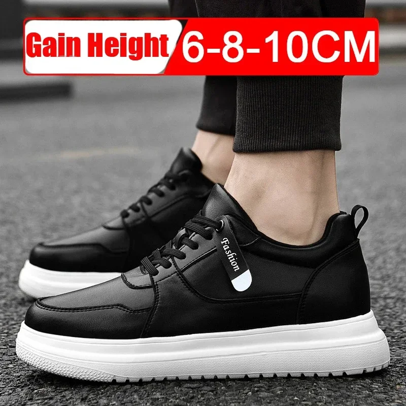 Herren-Sneaker mit Höhenerhöhung, 10 cm, Sport-Freizeitschuhe, unsichtbare Innenhöhenverstellung, 8 cm, weiße Schuhe – Detail 6