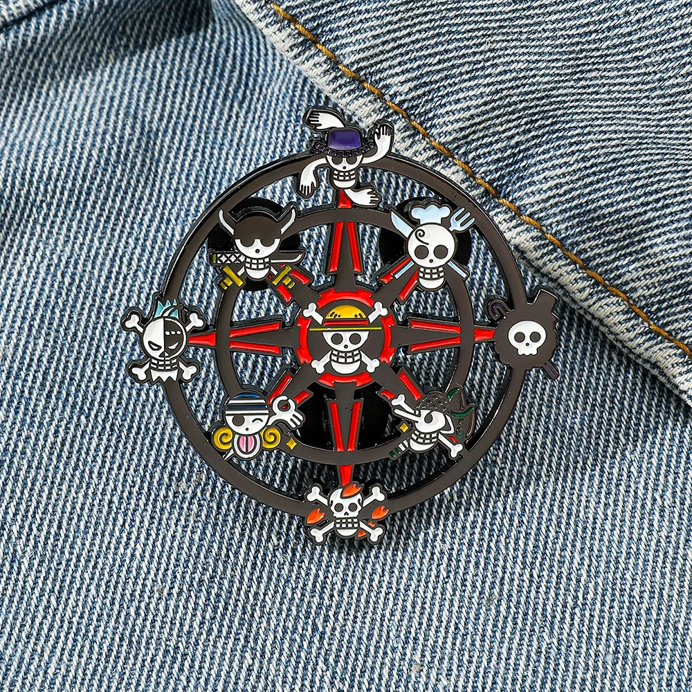 Cartoon Skull spilla Cute One Piece Anime Pirate Decoration smalto Pin Badge zaino vestiti spilla per bambini gioielli regali