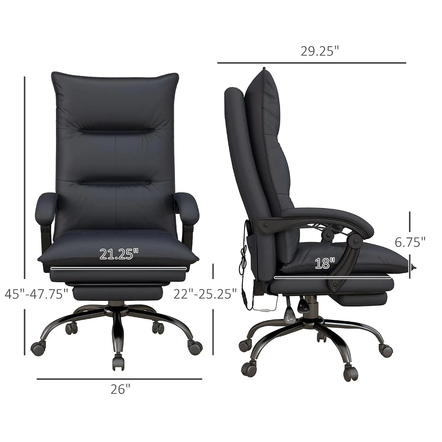 Massage Office Chair 6 Vibration Points Adjustable Armrest Ergonomic Swivel Computer Desk Task Chair, Customized