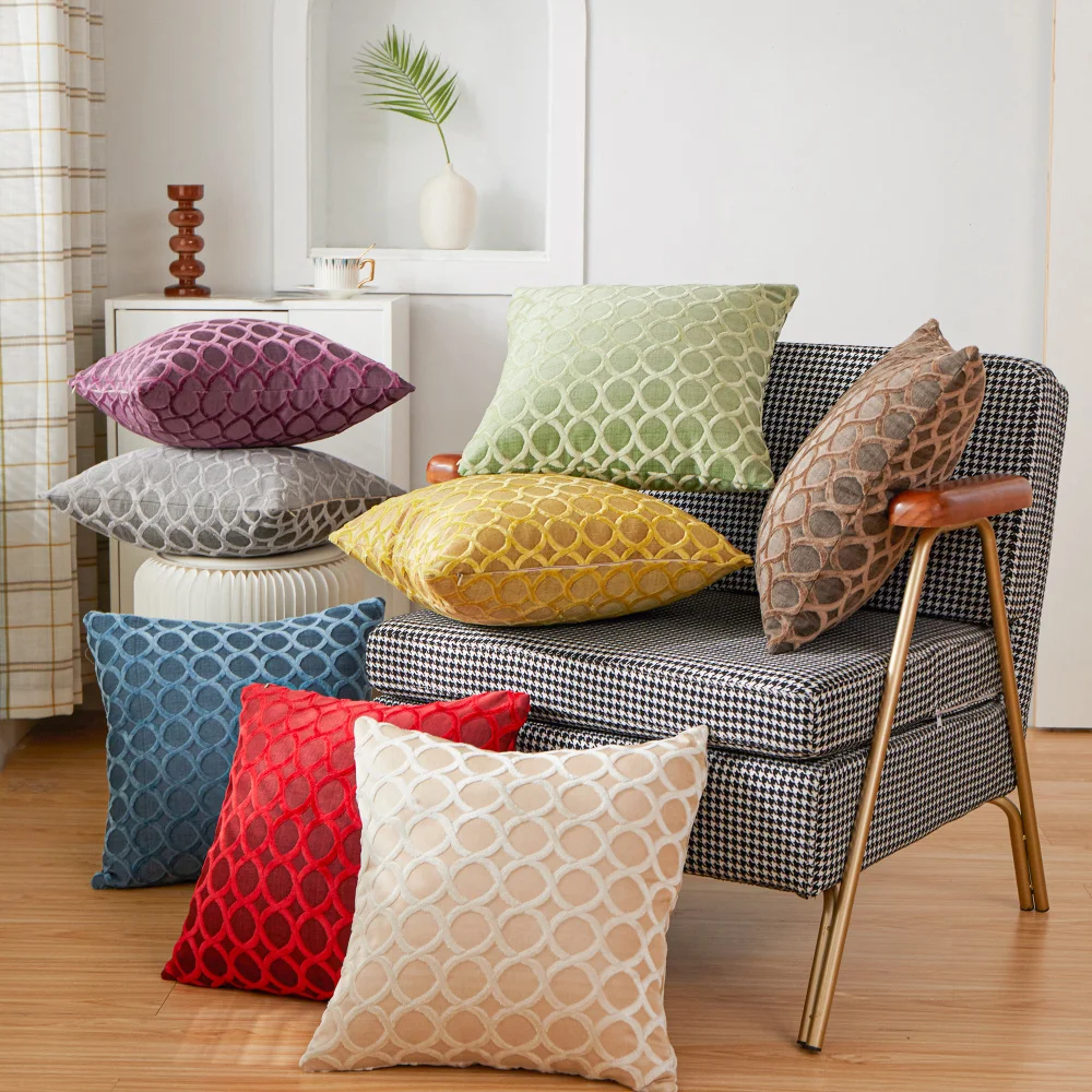 45x45cm Jacquard Sofa Cushion Cover Simple Geometry New Figure Eight-shaped Chenille Pillow Case Home Decorative Pillow Cover
