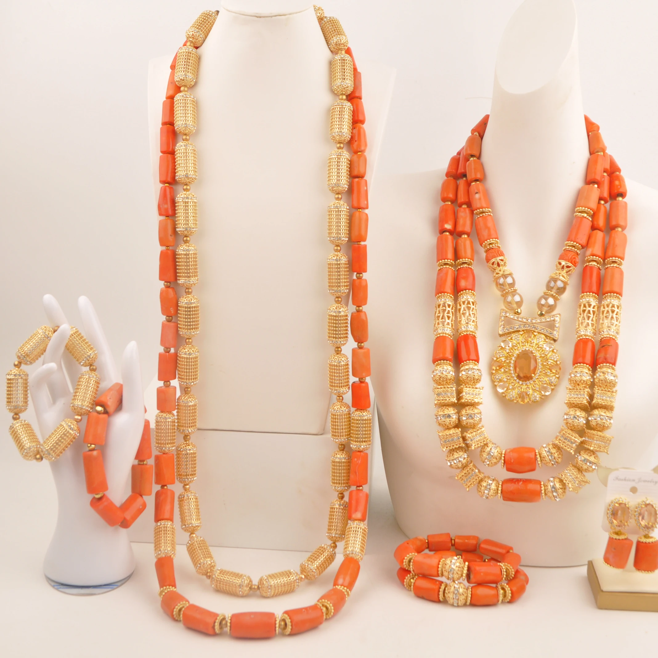 

Nigerian Necklace Wedding fashion jewelry Natural Coral Africa Collection Orange