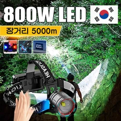 800W Head Lantern Led Rechargeable High Performance 5000 Meters Head Lantern Motion Sensor Headlight 18650 Fishing headlamp