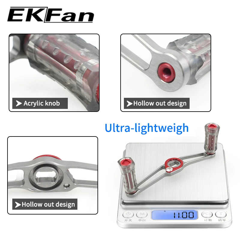 EKFan 80/90/105mm Aluminiumlegierung Baitcasting Angelrollengriff 7*4/8*5mm Loch Universal A/S/D mit Acrylknopf Köderrollenteil – Detail 2