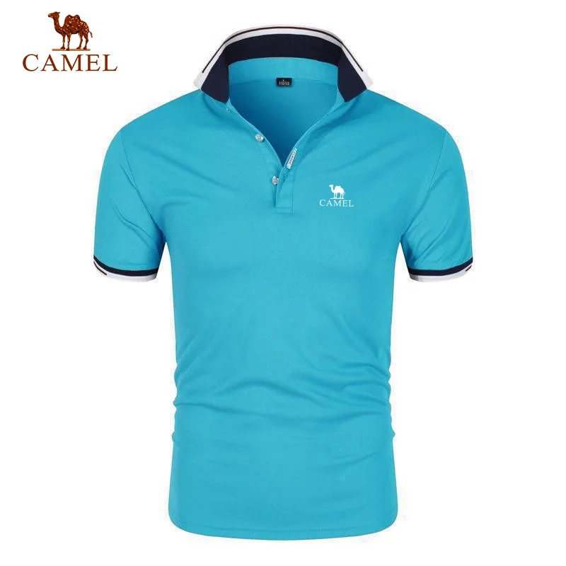 Camel embroidered men\'s polo shirt, short sleeved top, casual business shirt, high-quality, warm, brand new, summer