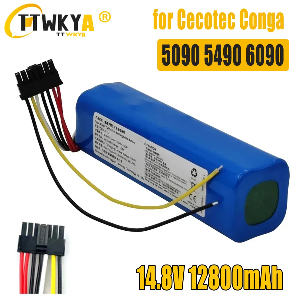 New 14.8V 12800mAh INR18650 MH1-4S2P-300S Robot Battery for Cecotec Conga 5090 5490 6090 Robotic Vacuum Cleaner