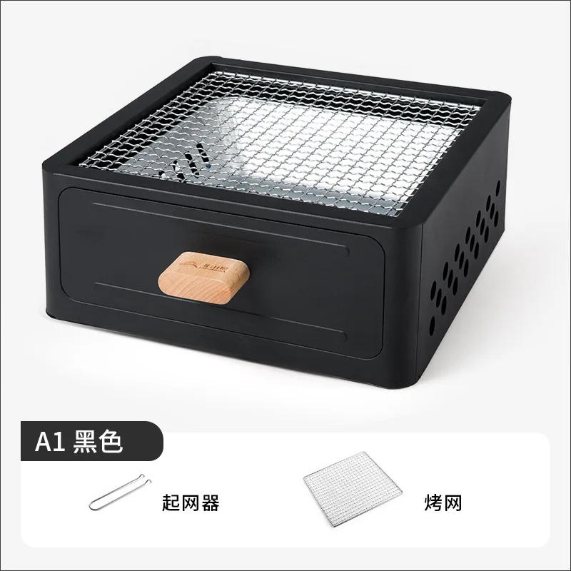 Portable Charcoal BBQ Grill Square Enclosure Stove Outdoor Camping Household Courtyard Barbecue Grill Easy Clean for Tea Cooking view 6