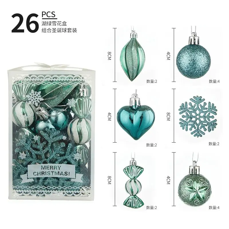

6cm Christmas Ball Set Colored Painted Shape Balls Powdered Snowflake Hanging Pendant Christmas Tree Decoration Ornament Special