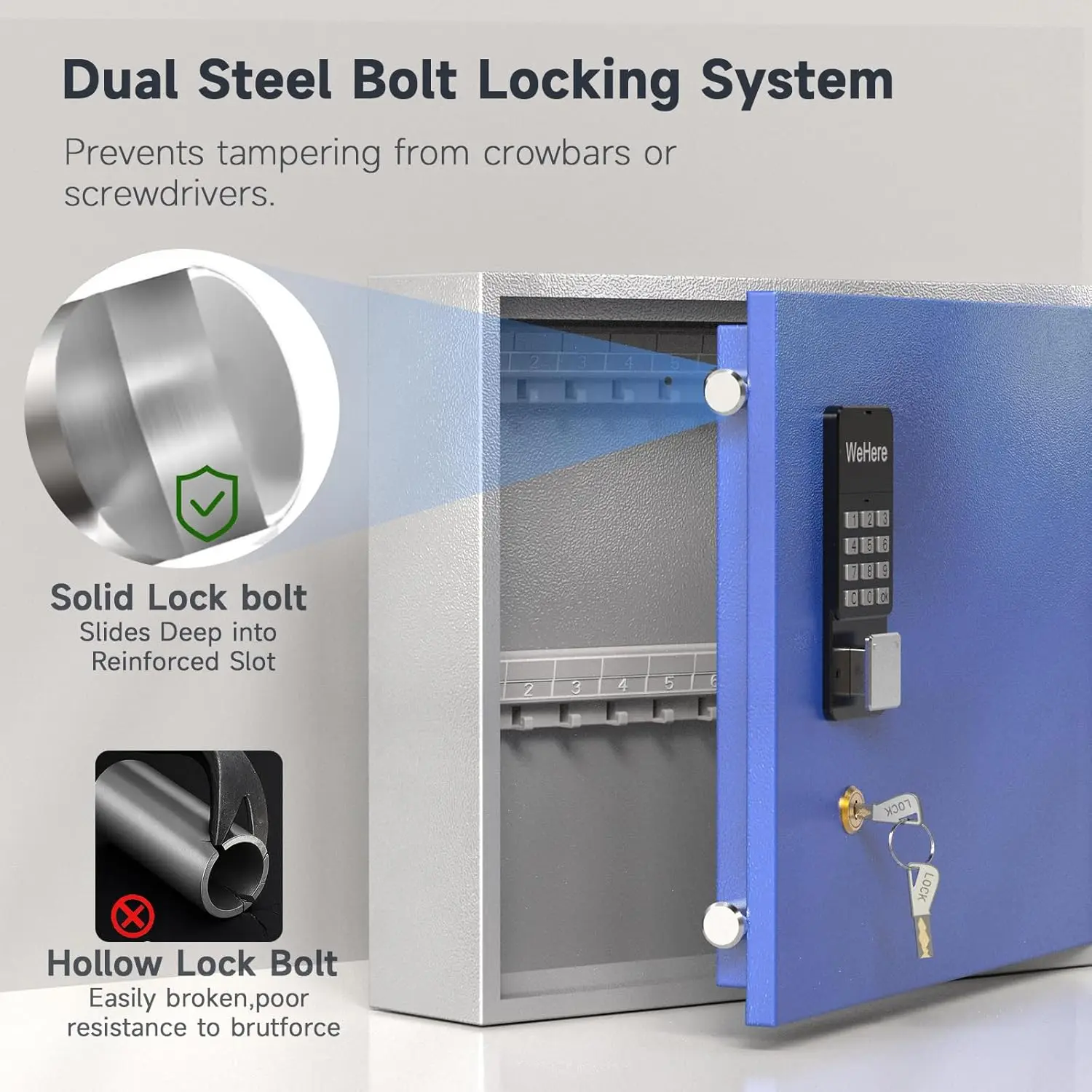 WeHere 40 Key Lock Box Wall Mount,Smart Key Cabinet,APP Bluetooth/One Time Password/Wi-Fi Remote/Fixed Code/Key Unlock