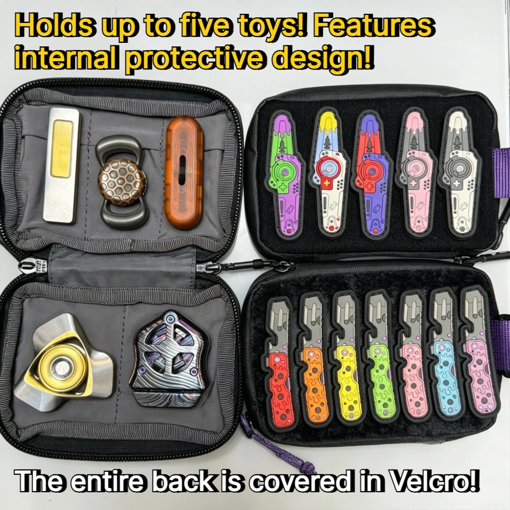 ROGUE&LIIGEAR EDC Toy Tactical Storage Bag with Carabiner and Velcro Back for Fidget Spinners and Push Card Stress Relief Toys
