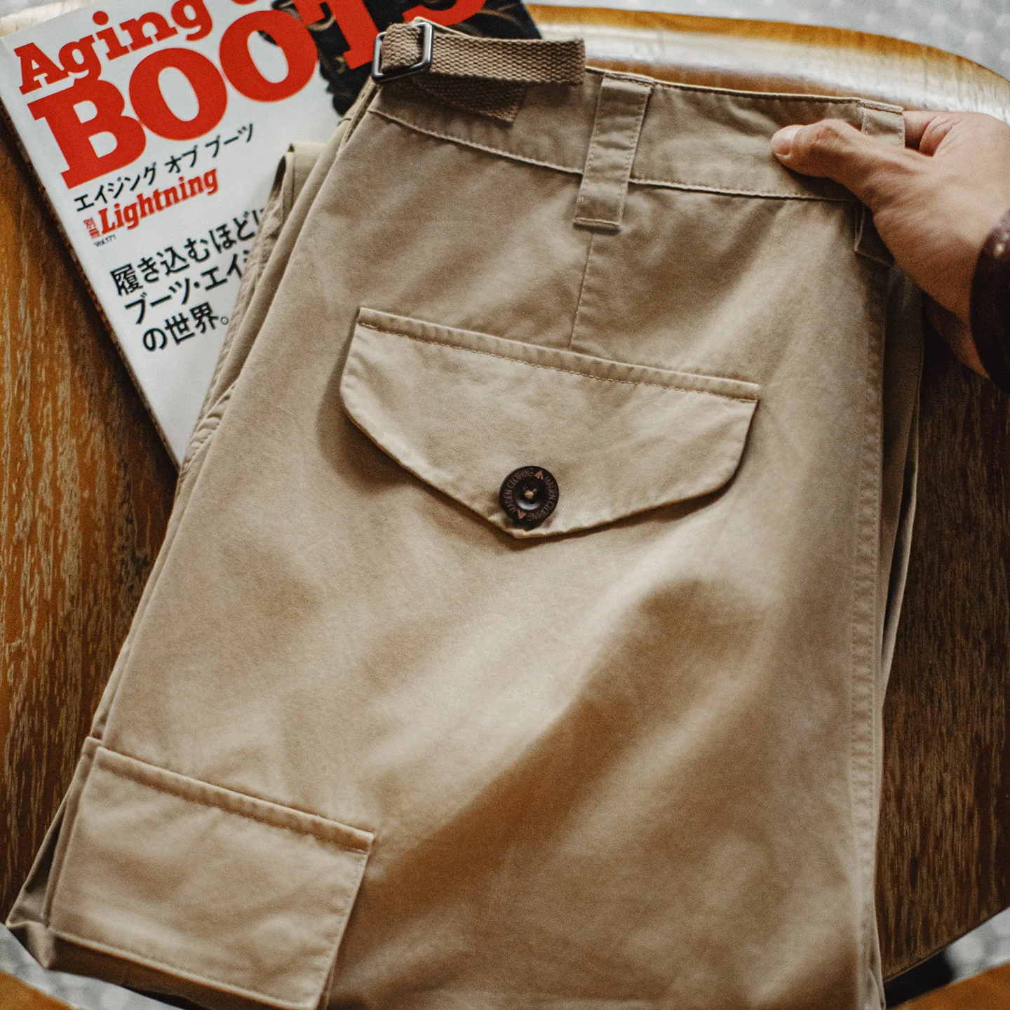 

Maden Men's Vintage M65 Casual Pants with Big Pocket Khaki Cotton Trousers Straight-Leg Adjustable Waist Long Pants for Autumn