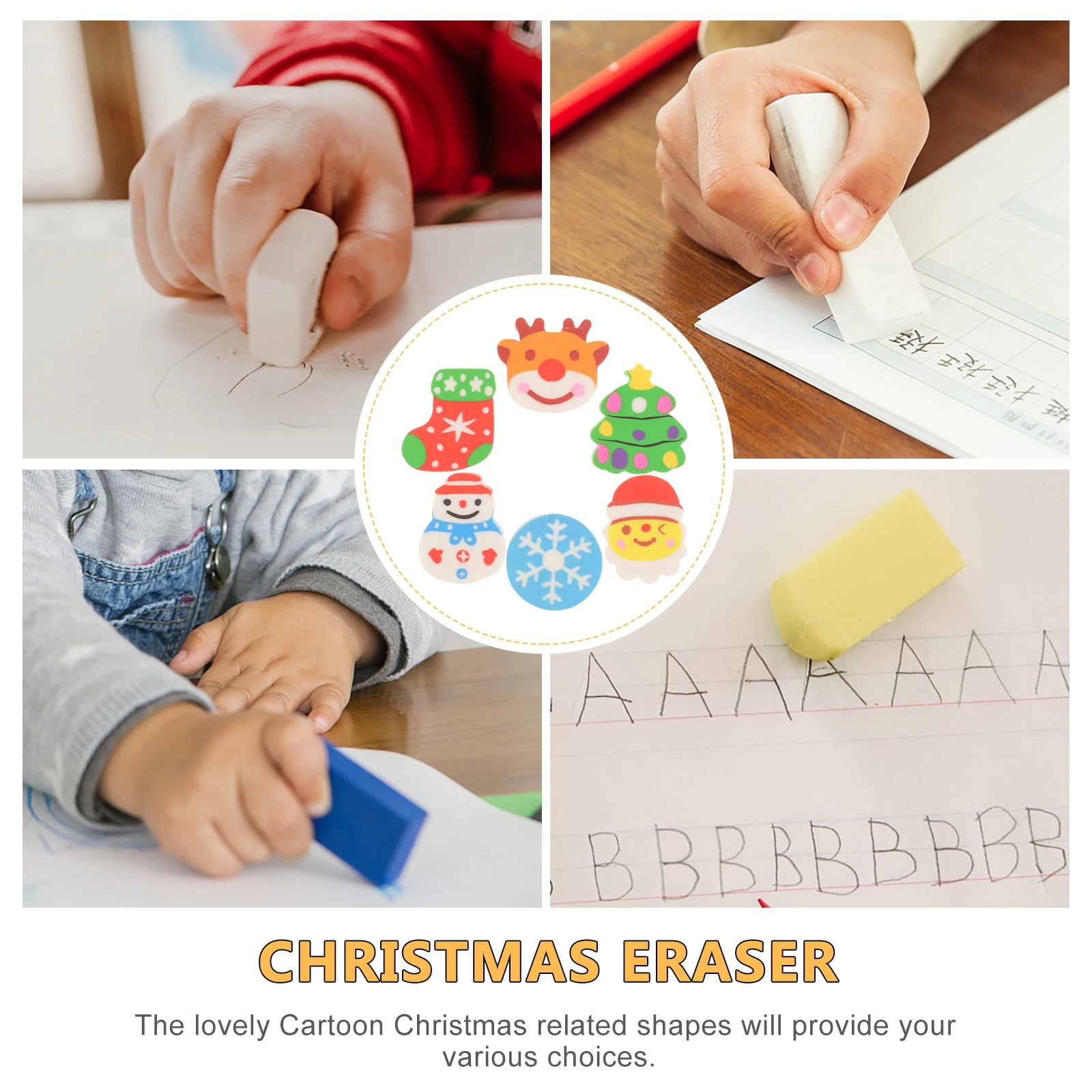 

10Pcs Christmas Erasers High Cute Shapes for Schoolbags Holiday Decor Gift Stationery Set Christmas Eraser