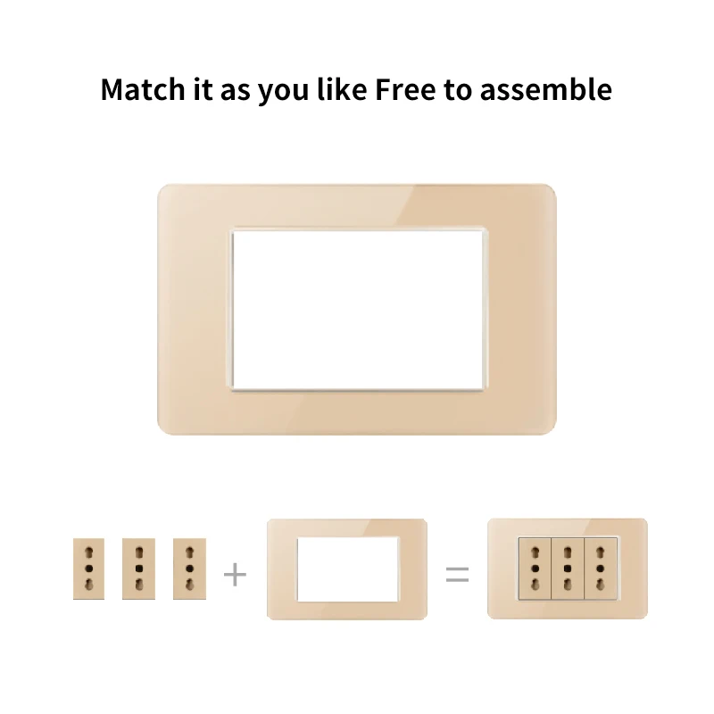 Picture 5: Glass Golden Italian Chilean switch Type-C fast charging 20W plastic panel light switch intelligent dual USB wall plug Eu plug e