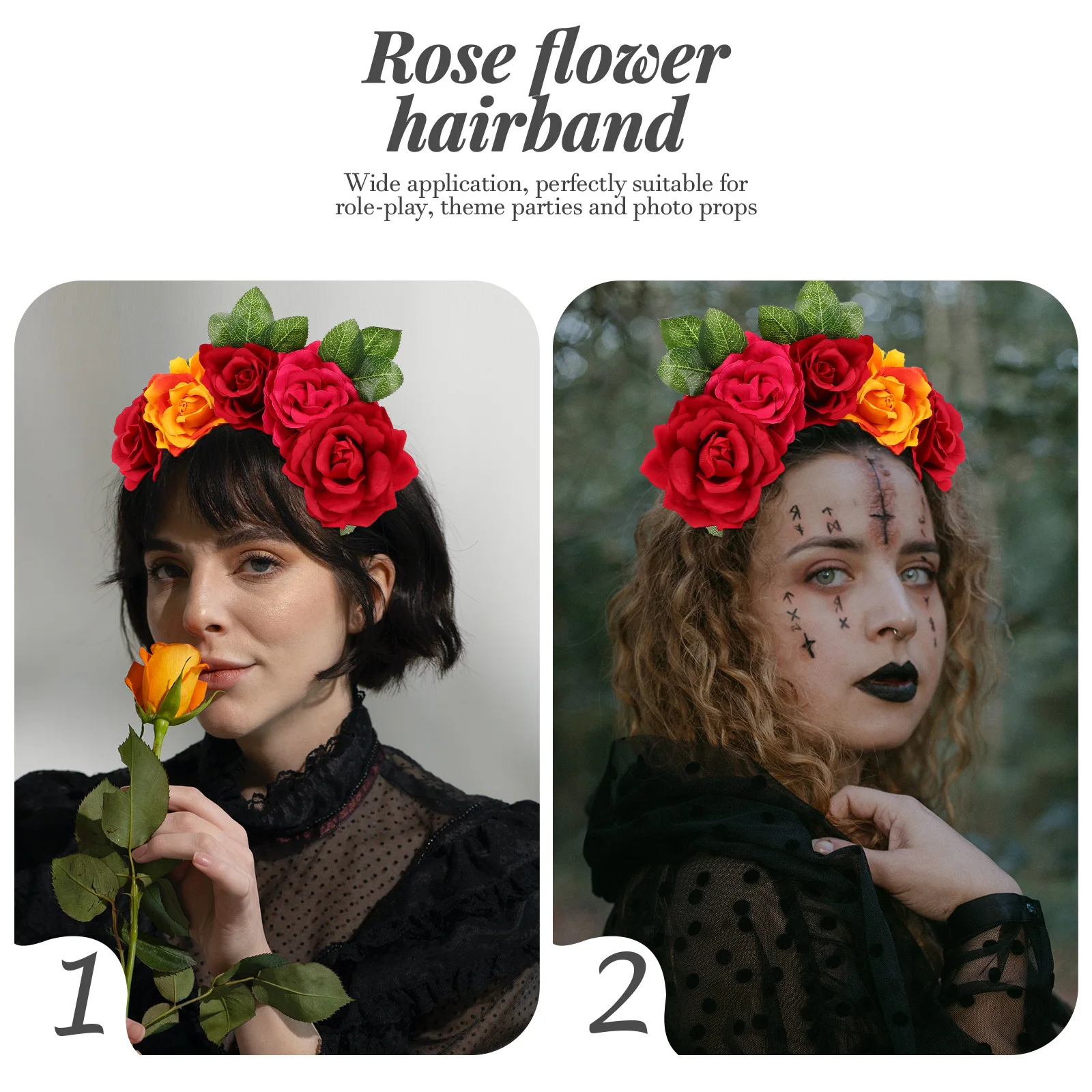 

Rose Bridal Headband Big Imitation Rose Flower Hairband Cosplay Party Costume Headband Party Head Accessory Bridal Headwear