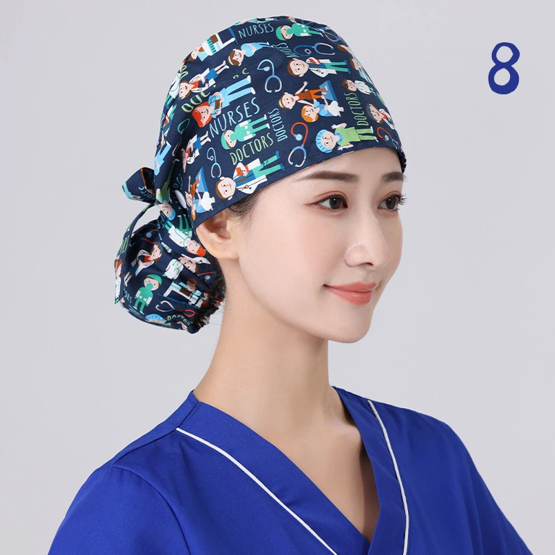 Unisex Adjustable Tie Back Scrub Hat, Beauty Salon Cap