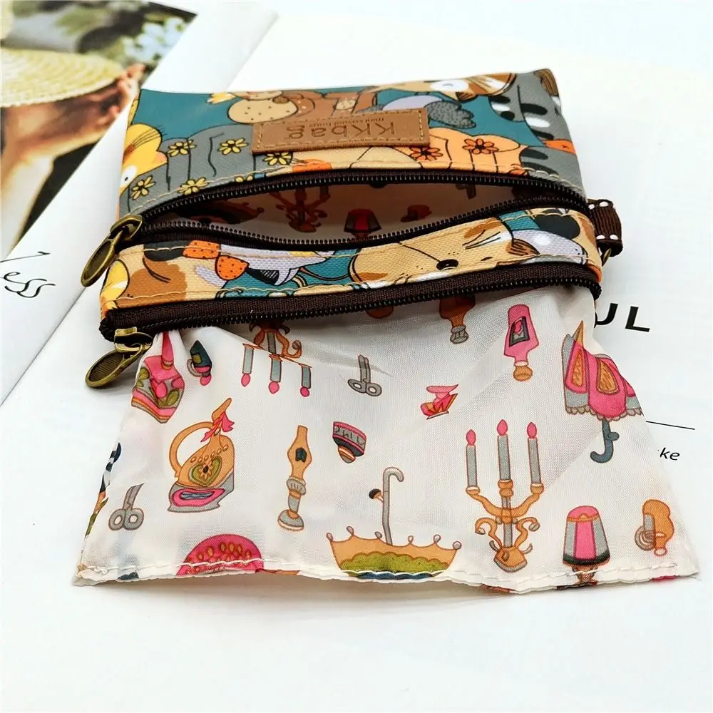 Key Card Holder Storage Bag Cute Cartoon Small Zipper Purse Lightweight Coin Purse Women