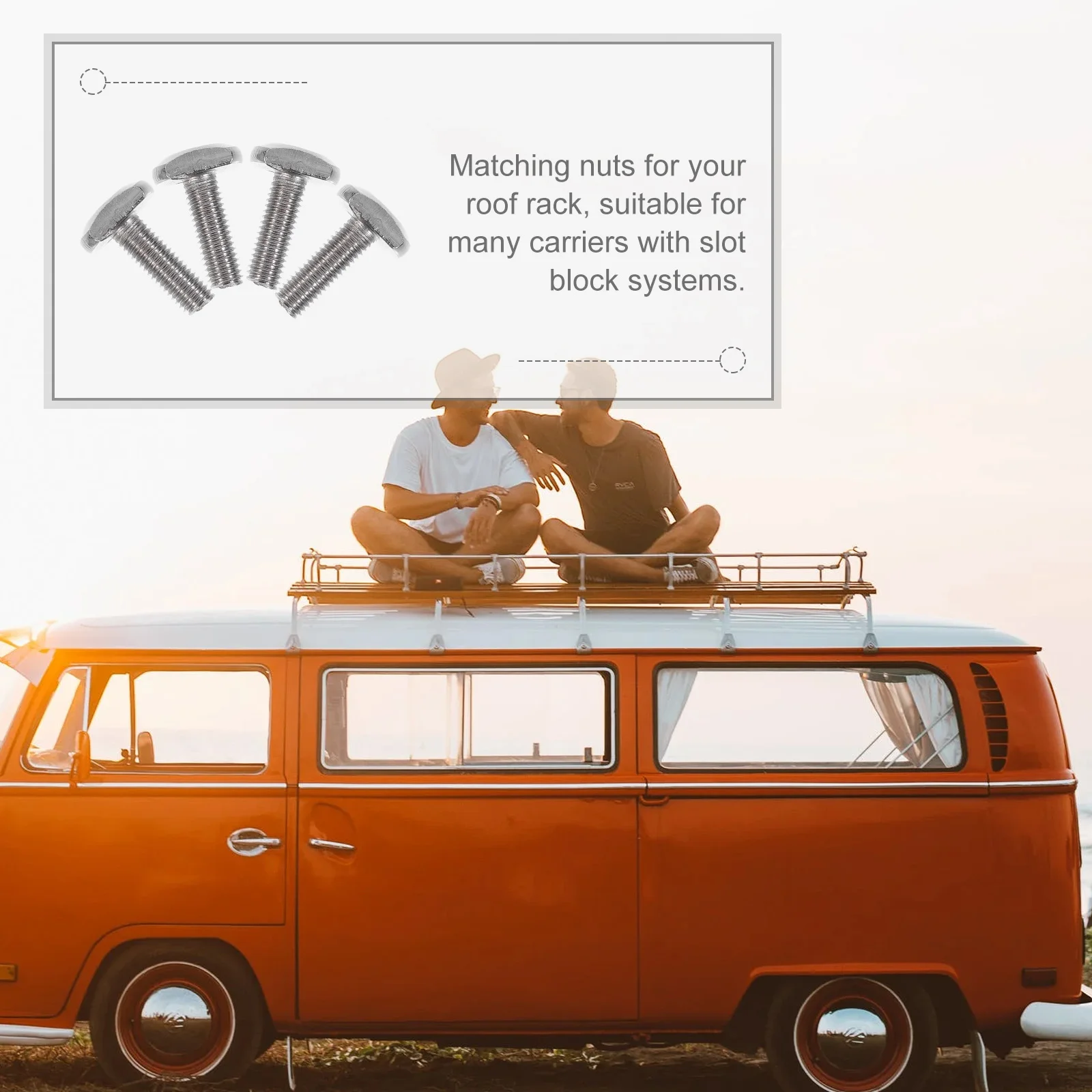 

4Pcs Rustproof Stainless Steel T Bolts Wide Head T-Nuts for Roof Storage Racks Carriers Outdoor Use Clamp Screw Punch Milling