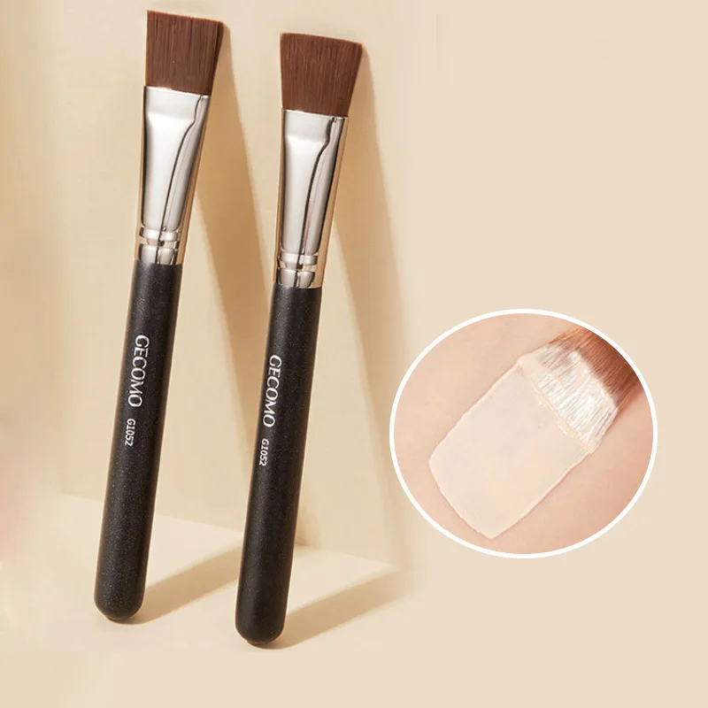 Brocha para base líquida, no come, brocha para máscara en polvo, cabeza plana, base ligera sin rastro, herramientas de maquillaje