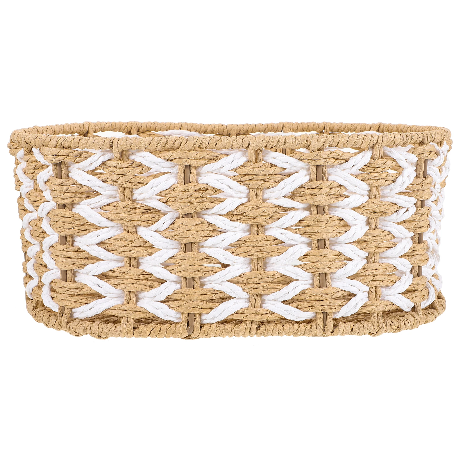 

1 Piece Large Woven Storage Basket Paper Rope Baskets Snack ganizer Desk Sundries L519022 Beige Elliptical Home Decor