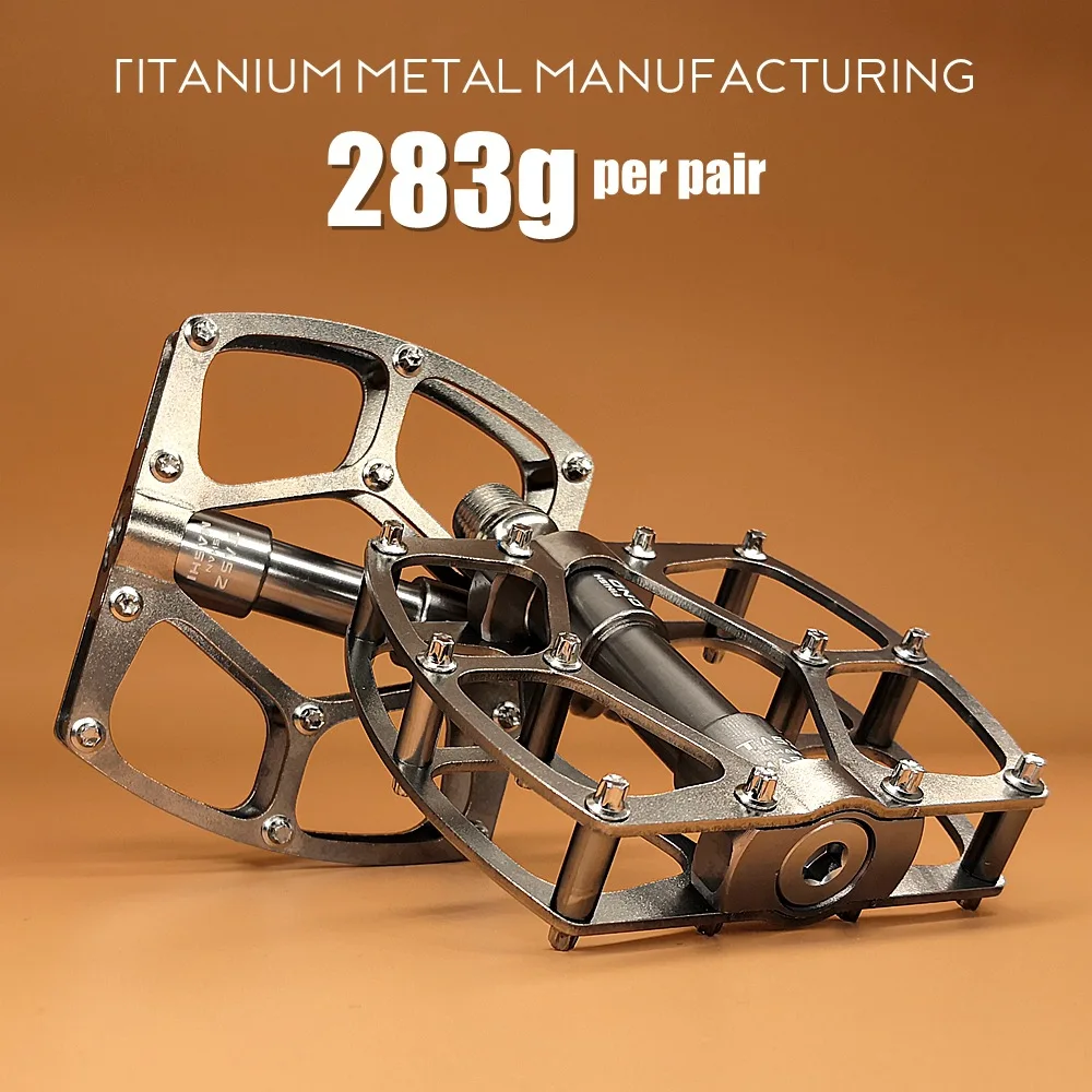 SHANMASHI New titanium alloy CNC bicycle pedal Ultralight road mtb bike 3 bearings mountain bike folding bike pedal 283g Parts