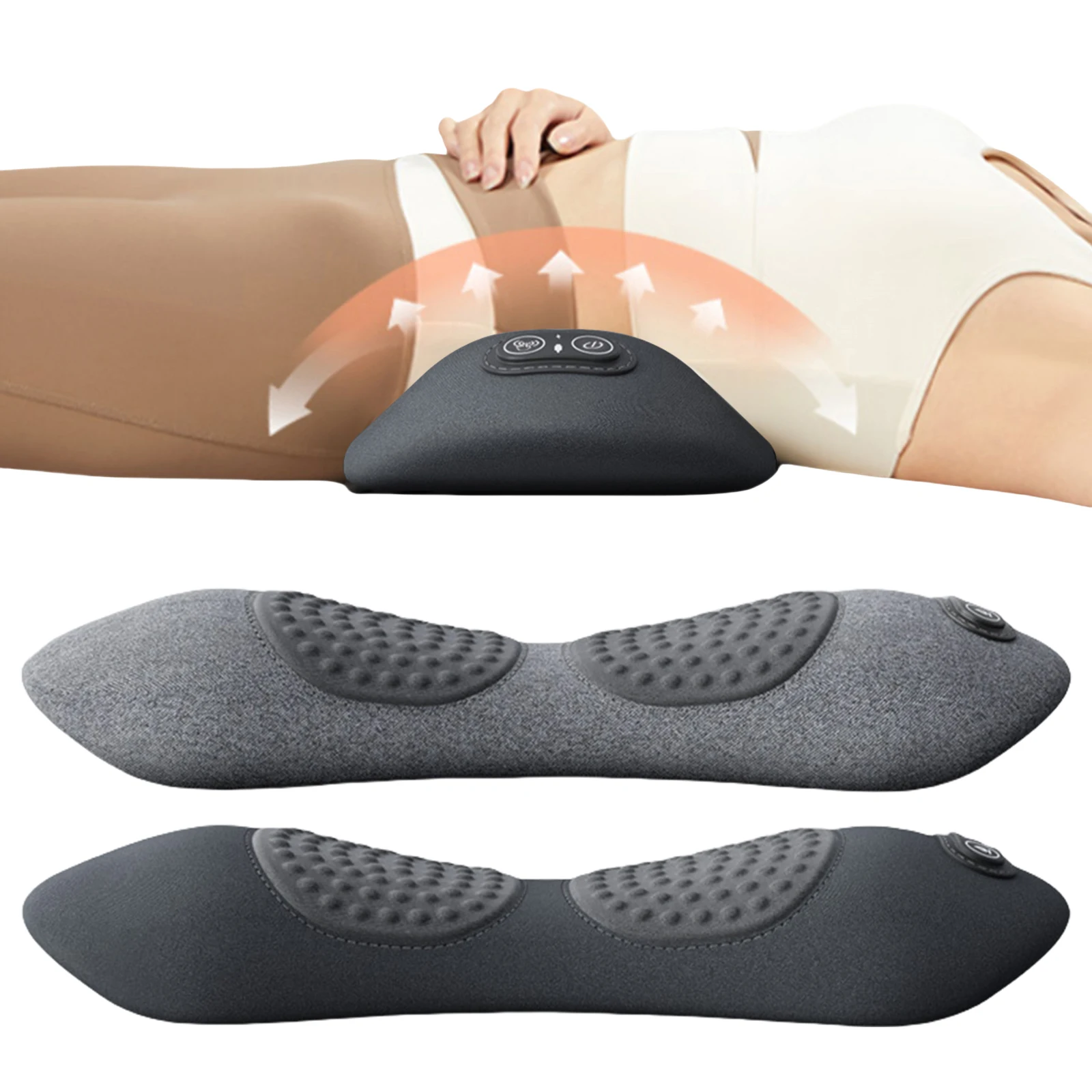 

3 in 1 Electric Lumbar Support Pillow with Adjustable Height Lying Flat Waist Relief Waist Support Waist Pillow Heating Vibratin