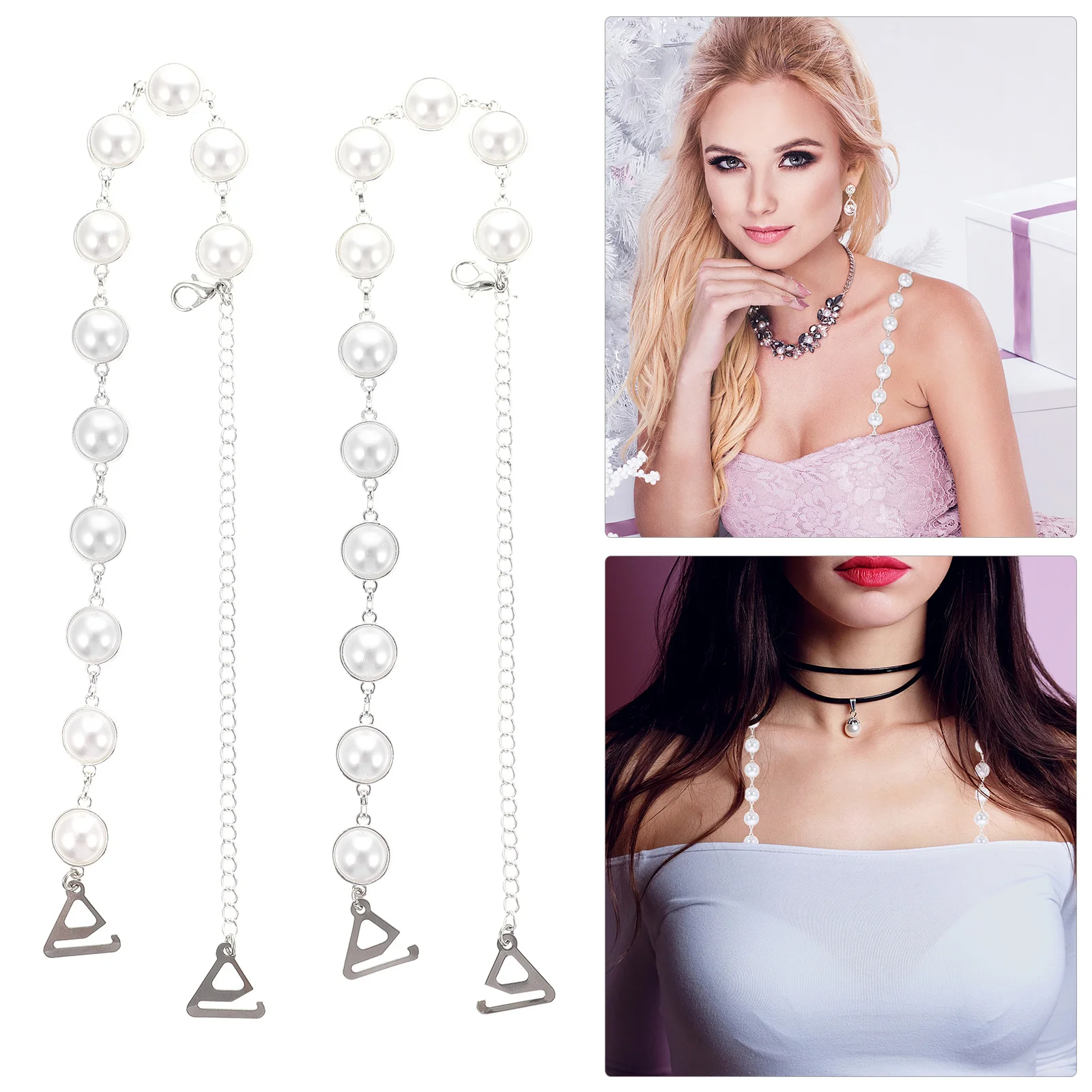 زوج واحد من أشرطة حمالات الصدر غير المرئية الفاخرة القابلة للإزالة لفستان بدون أكتاف لحفلات الزفاف وأشرطة ملابس داخلية قابلة للتعديل مريحة