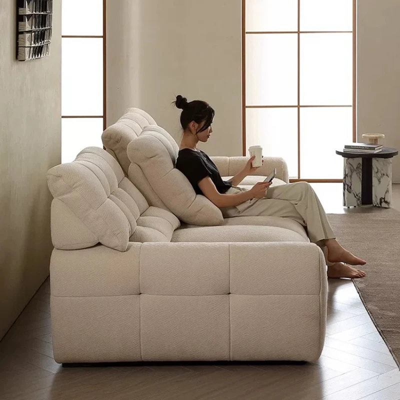 

Cream Wind Big White Bear Chenier Velvet Fabric Sofa Adjustable Backrest Retractable Large Sitting Deep Straight Cloth Sofa