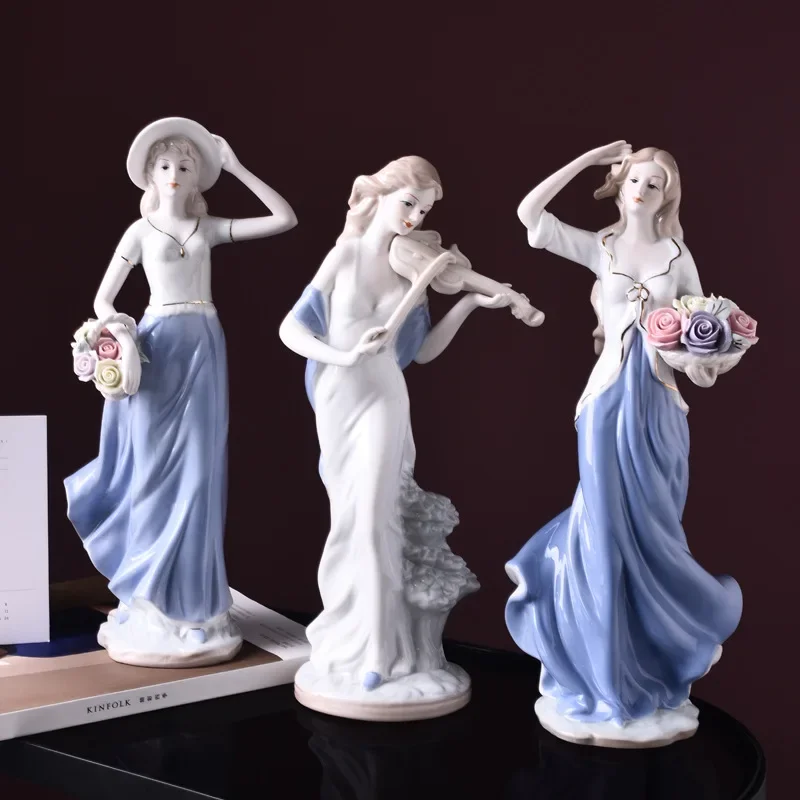 

home decorations knick-knacks living room wine cabinet TV cabinet ceramic figures Western beauty handicraft
