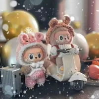 Labubu Doll Mini Electric Motorcycle labubu Doll Accessories Fun Cute Doll Toys With Lights and Music DIY Kid Christmas Gift