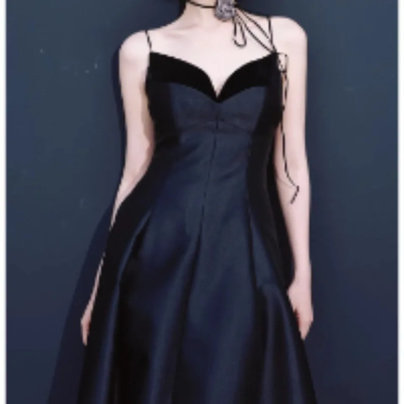 

Luxury Black Dress for Women V-neck Sleeveless Patchwork Elegant Dresses Evening Party Runway Design Vintage Vestidos