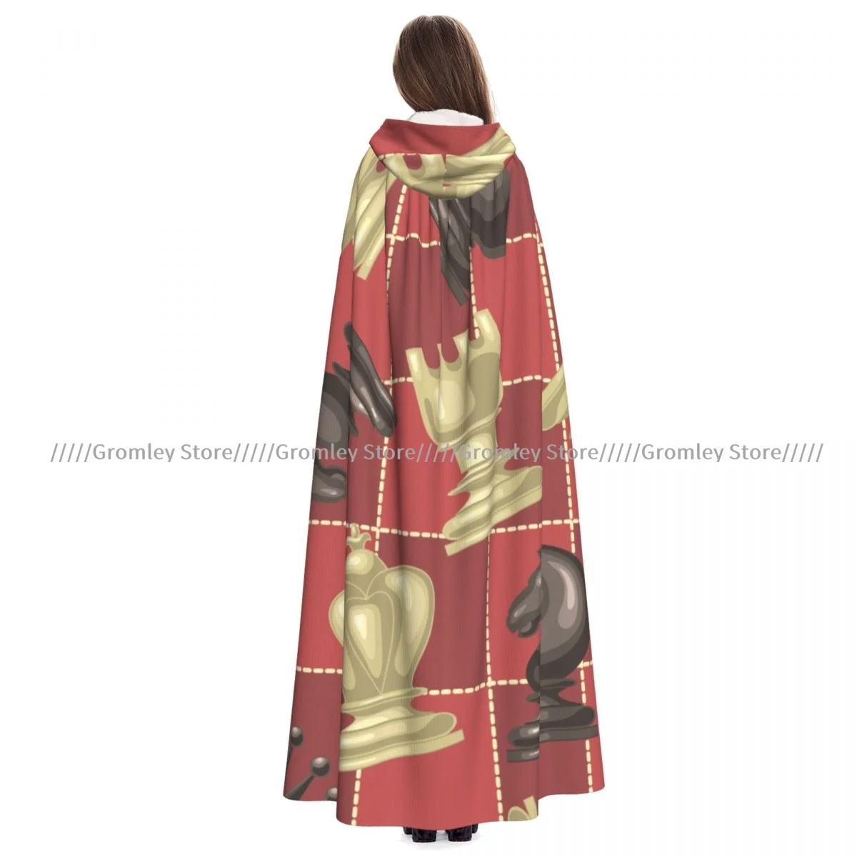 

Шахматные фигуры на шахматной доске, плащ ведьмы с капюшоном, карнавальный костюм на Хэллоуин для взрослых, длинная праздничная накидка