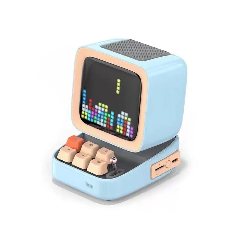 Pixel Retro Outdoor Subwoofer Mini Portable Cute Alarm Clock Wireless Speaker Play Game Bass Speaker