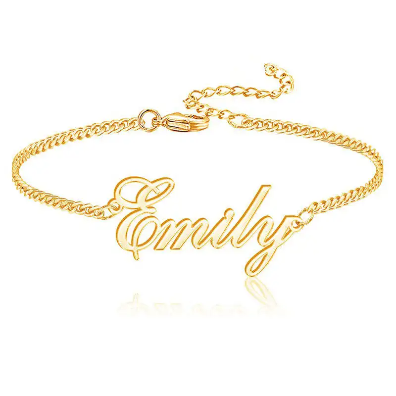 

Personalized jewelry Name Anklet Bracelet Customize logo stainless steel bracelet women 2022