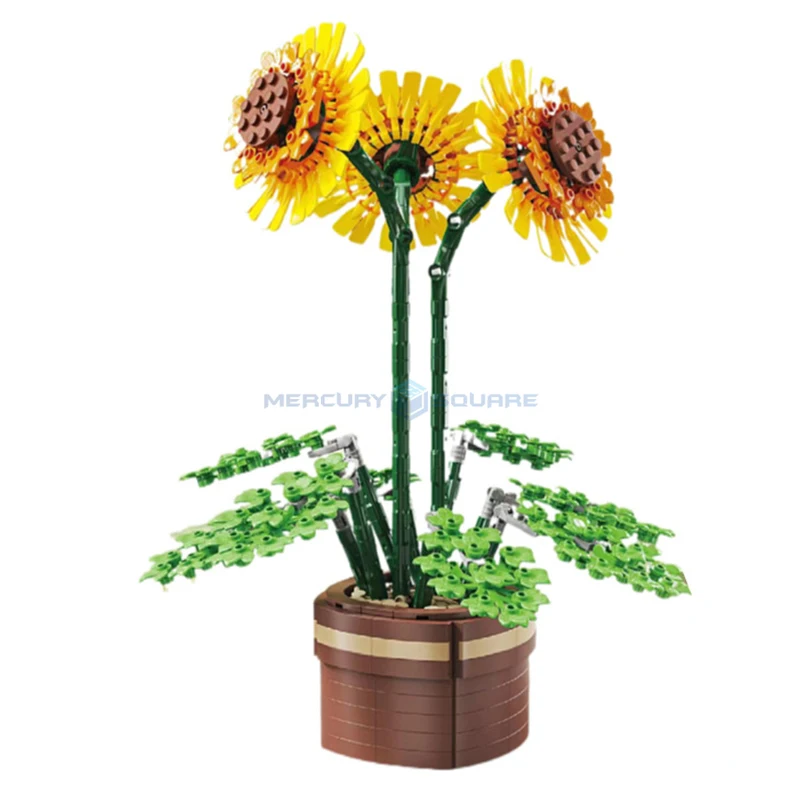 

Sunflower Potted Plant Flower Model Decoration Bouquet Bonsai Blocks Creative Building MOC Collection Bricks Kids Toy for Gift