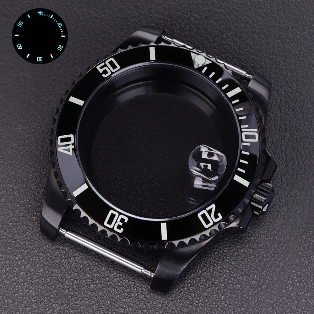

40mm 20ATM Diver Watch Case Sapphire Glass For NH34 NH35 NH36 Miyota8215 ETA2824 Movt C3 Luminous Ceramic Bezel Submariner Case