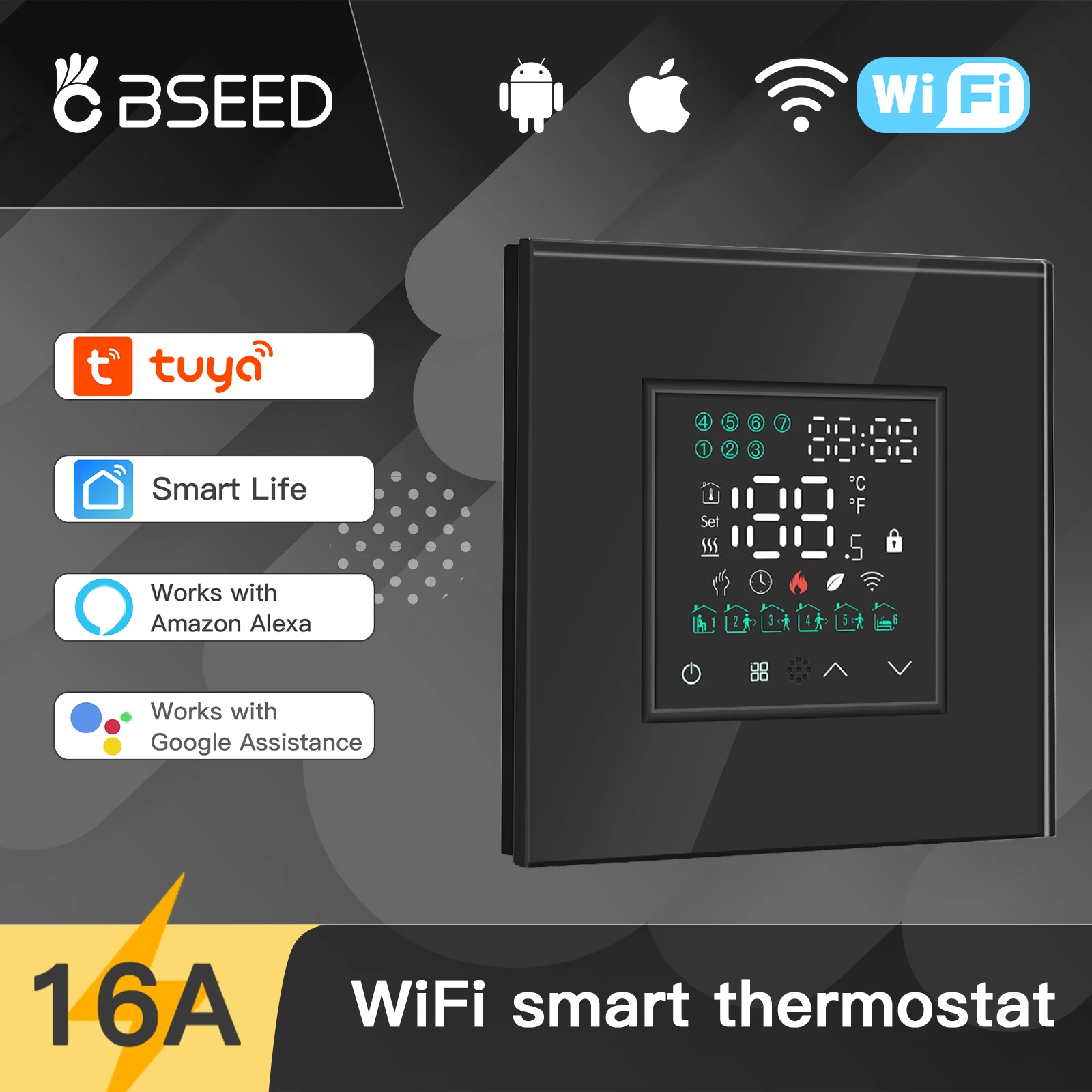 BSEED Wifi Electric Floor Heating Thermostats Water Gas Boiler Temperature Controller Smart Touch Switches Tuya Smart Life